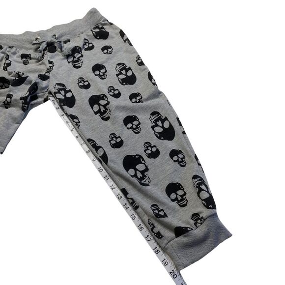 Coco Limon Cropped Skull Skeleton Joggers Gray Halloween Horror Spooky Sz M - Picture 7 of 11